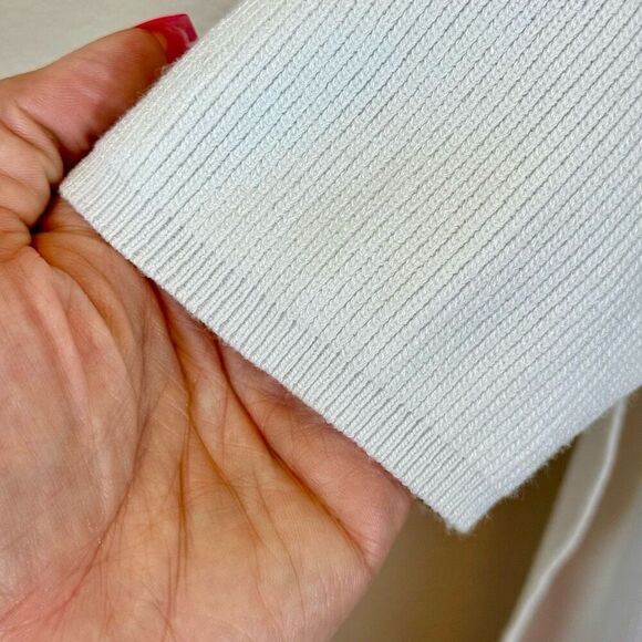 Revolve SNDYS Off-White Front Tie Knit Long Sleeve Sweater Dress With Side Slits - Picture 5 of 10